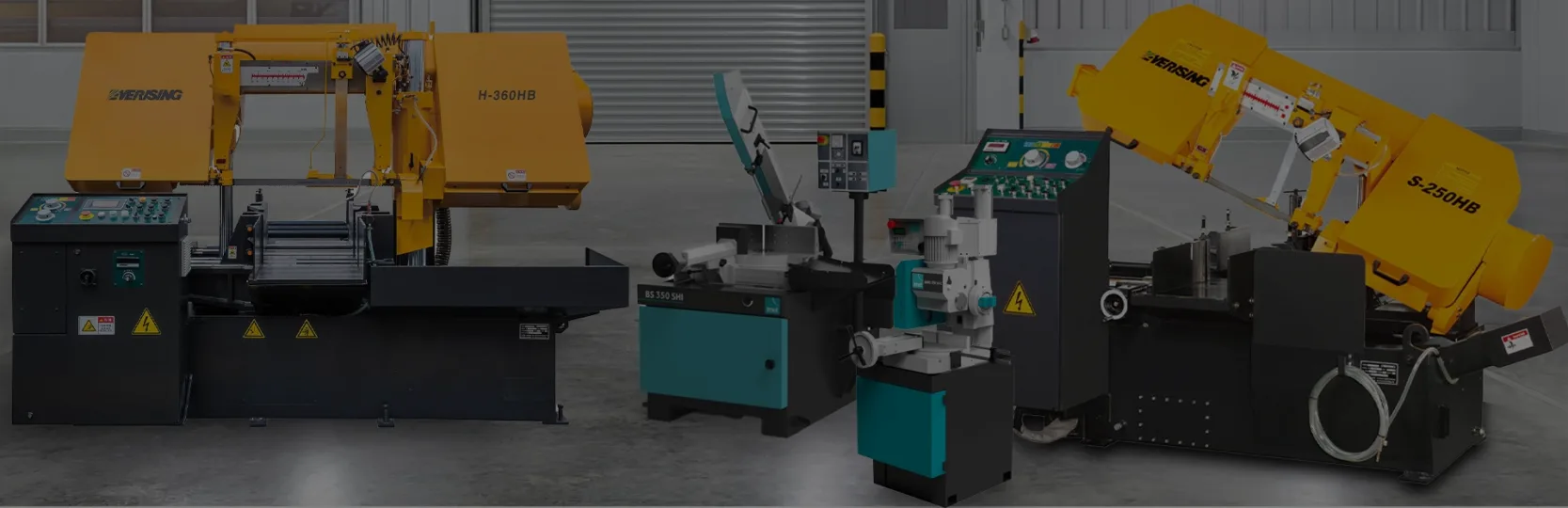 addison saws metal cutting machinery showroom image showing horizontal bandsaws and scissor action bandsaws